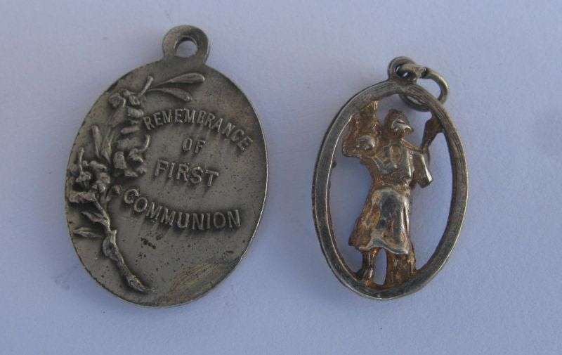 A STUNNING COLLECTION OF 8 RELIGIOUS MEDALLIONS INCLUDING A FRENCH STERLING SILVER ENAMELED MADONNA