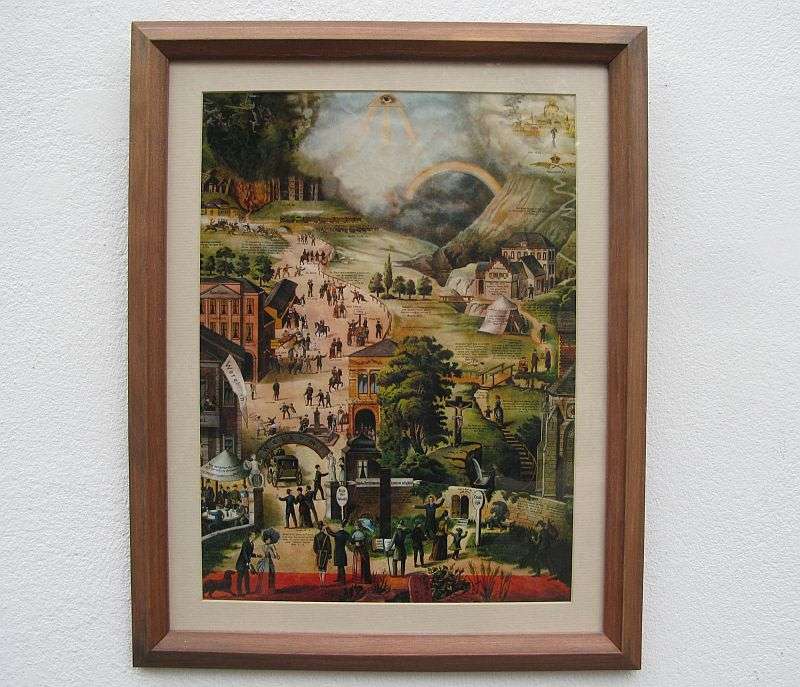 AN EYE CATCHING "RELIGIOUS" PRINT OF "DIE SMAL PAD" / THE NARROW ROAD ...WITH DUTCH WORDING !! WOW !