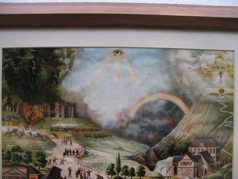 AN EYE CATCHING "RELIGIOUS" PRINT OF "DIE SMAL PAD" / THE NARROW ROAD ...WITH DUTCH WORDING !! WOW !