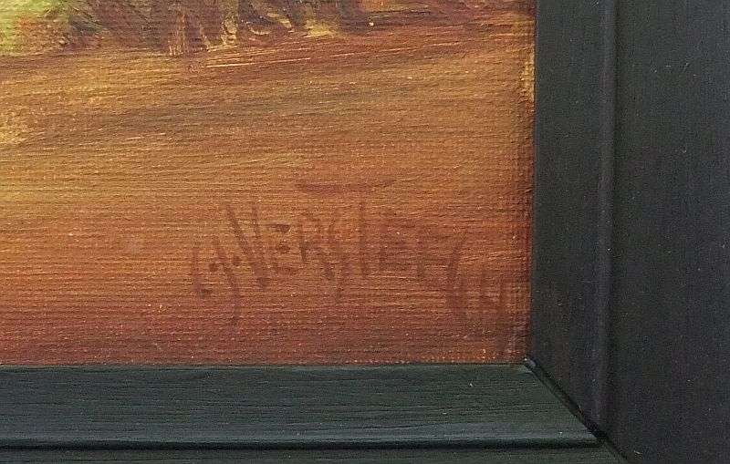 AN ORIGINAL OLD OIL ON BOARD BY KNOWN SA ARTIST HILDA VERSTEEGH