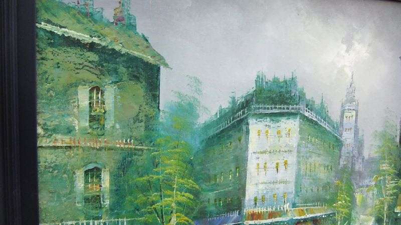 A BIG ORIGINAL VINTAGE OIL ON BOARD DEPICTING A PARISIAN SCENE SIGNED STANFORD