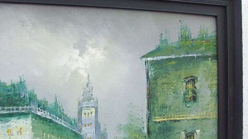 A BIG ORIGINAL VINTAGE OIL ON BOARD DEPICTING A PARISIAN SCENE SIGNED STANFORD