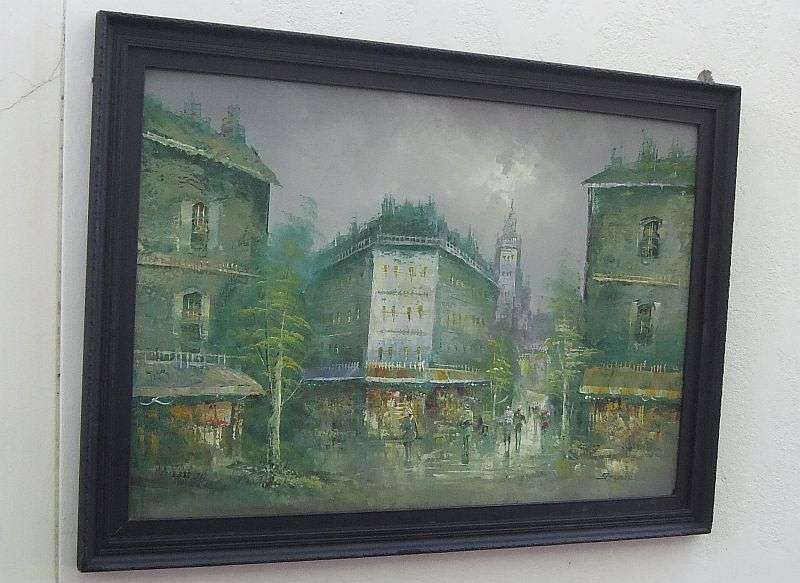 A BIG ORIGINAL VINTAGE OIL ON BOARD DEPICTING A PARISIAN SCENE SIGNED STANFORD