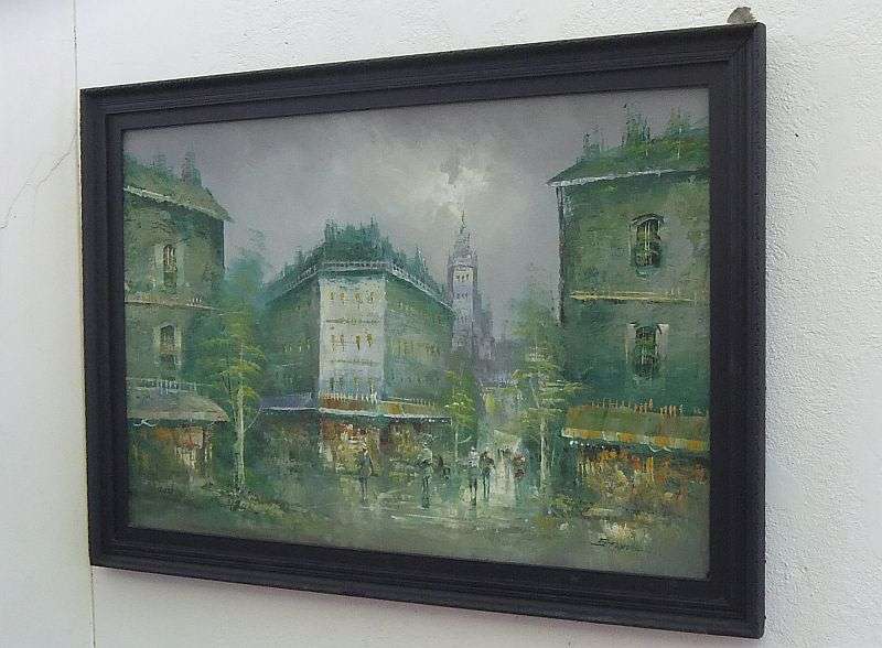 A BIG ORIGINAL VINTAGE OIL ON BOARD DEPICTING A PARISIAN SCENE SIGNED STANFORD