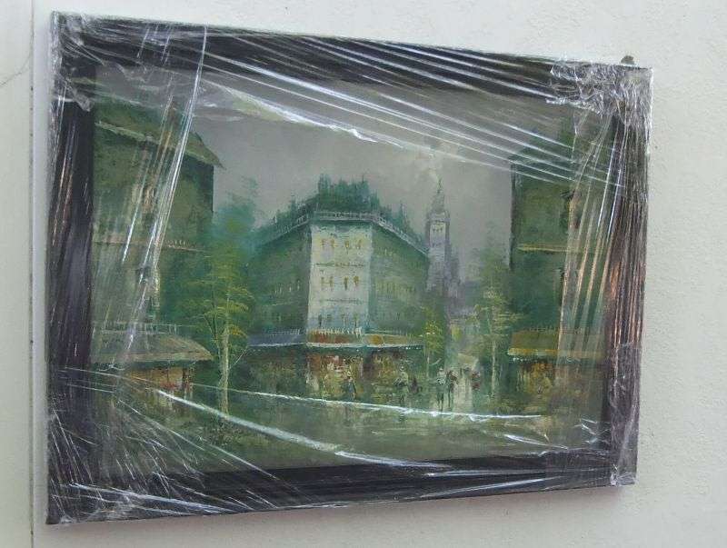 A BIG ORIGINAL VINTAGE OIL ON BOARD DEPICTING A PARISIAN SCENE SIGNED STANFORD