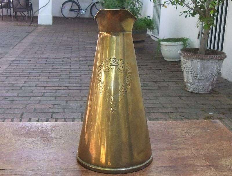 A STUNNING ANTIQUE SOLID BRASS HOT WATER PITCHER BY JOSEPH SANKEY & SONS ...EARLY 1900`S