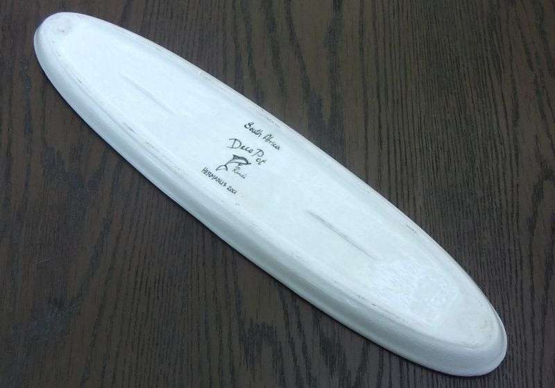 A BEAUTIFUL SIGNED HAND MADE SNACK PLATTER BY RENEE OF DECO POT HERMANUS WITH CHEETAH MOTIF