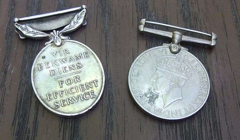 WOW !! WOW !! UNION OF SOUTH AFRICA EFFICIENCY MEDAL - PLUS WW2 MEDAL - CPL C.MILLAR SAAF