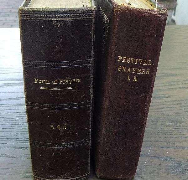 TWO RARE ANTIQUE LEATHER BOUND JEWISH PRAYER BOOKS DATED 1900 !! THAT`S 119 YEARS AGO ....NICE FIND