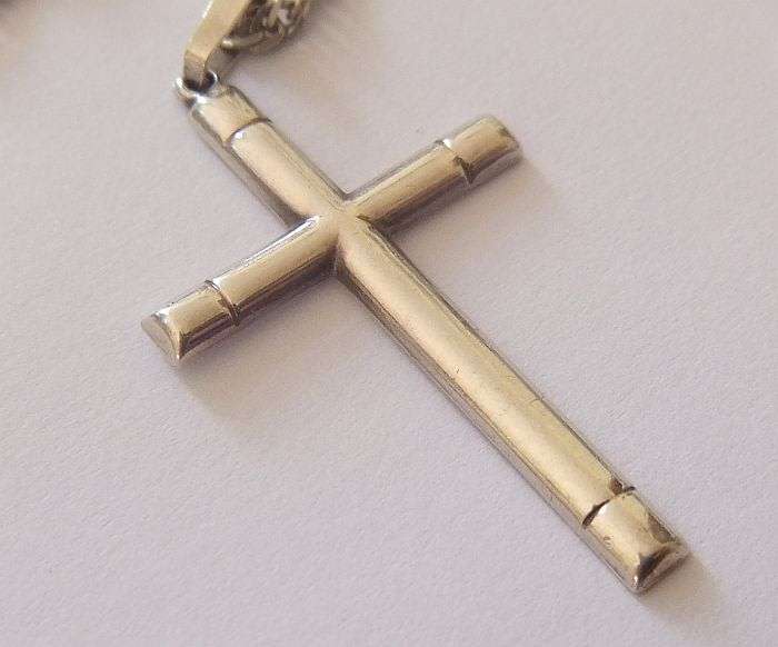 WOW !! THREE STERLING SILVER NECKLACES WITH THREE STERLING SILVER CROSS PENDANTS !! BID FOR THE LOT