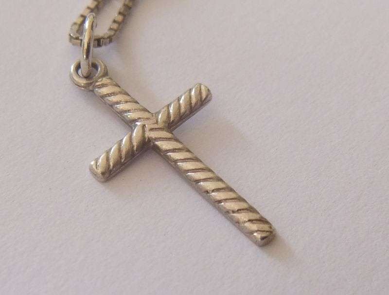 WOW !! THREE STERLING SILVER NECKLACES WITH THREE STERLING SILVER CROSS PENDANTS !! BID FOR THE LOT