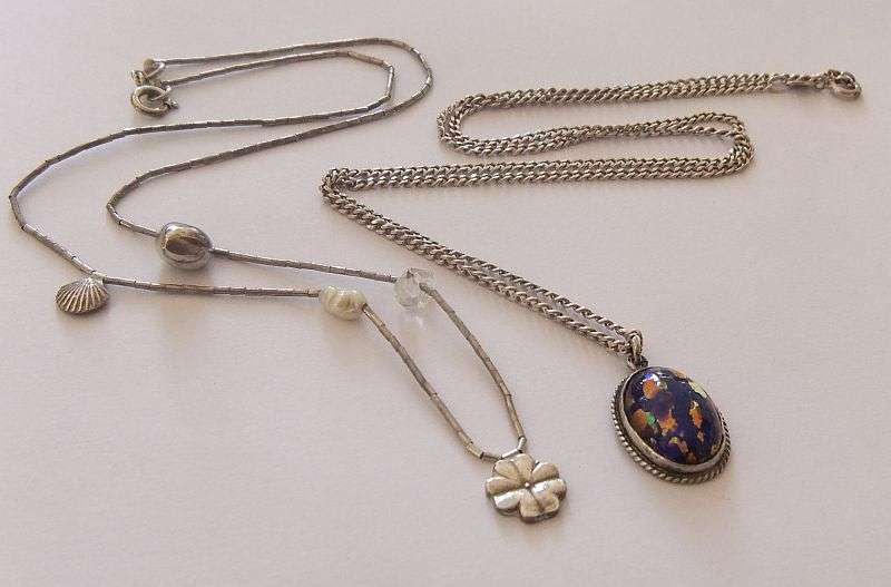 AWESOME !! ONE "CHARMING" STERLING SILVER NECKLACE AND AN UNUSUAL PENDANT WITH CHAIN...ALL SILVER !!