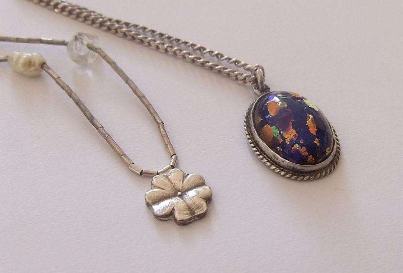 AWESOME !! ONE "CHARMING" STERLING SILVER NECKLACE AND AN UNUSUAL PENDANT WITH CHAIN...ALL SILVER !!