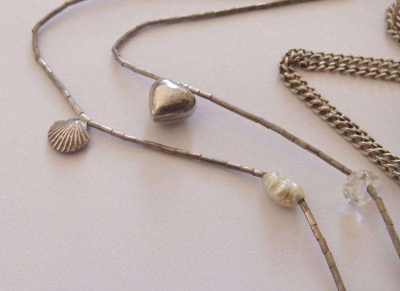 AWESOME !! ONE "CHARMING" STERLING SILVER NECKLACE AND AN UNUSUAL PENDANT WITH CHAIN...ALL SILVER !!