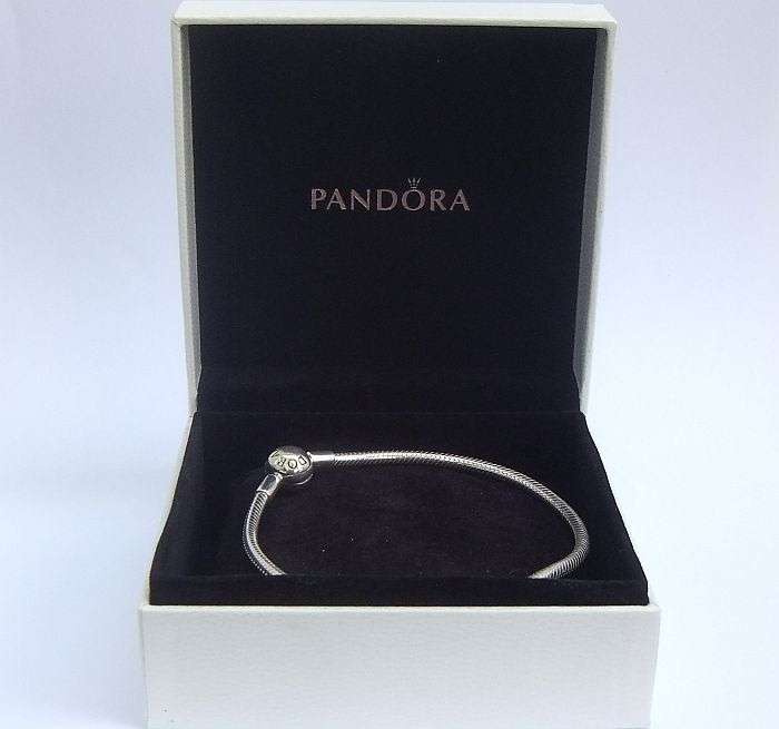 GOOD AS NEW !! A BOXED SOLID STERLING SILVER BRACELET BY ""PANDORA"" IN UNUSED CONDITION !! WOW !!