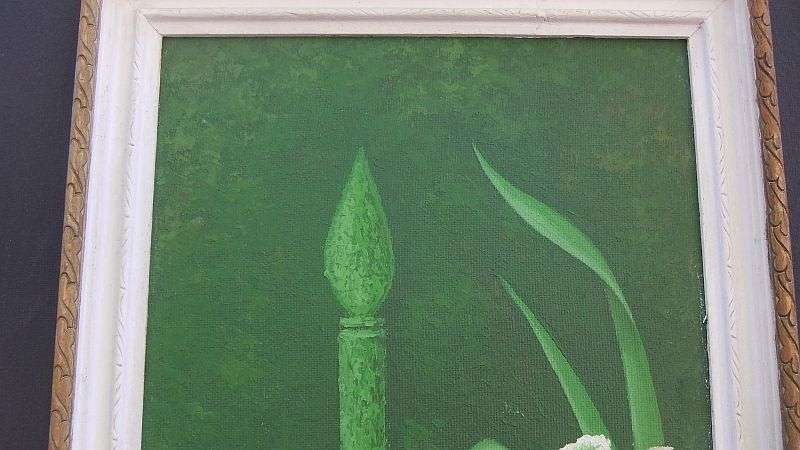 WOW !! AN EYE CATCHING ORIGINAL OIL ON BOARD STILL LIFE PAINTING SIGNED BY THE ARTIST RONEL STALEY