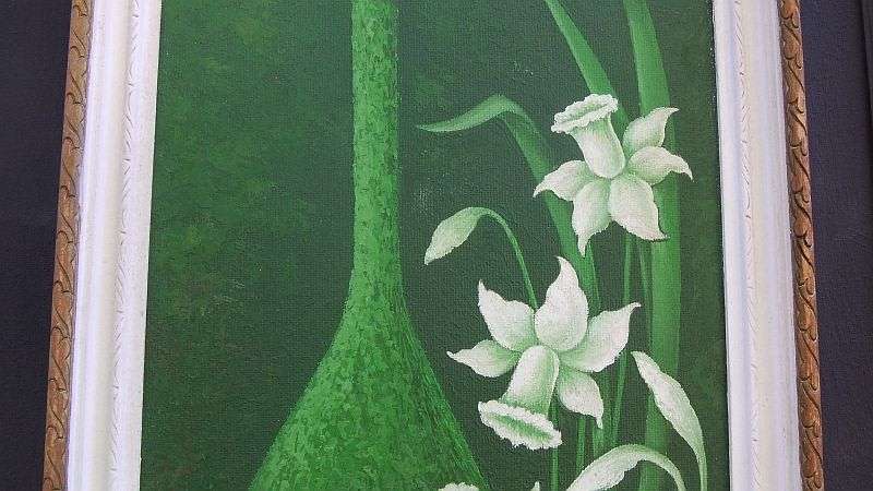 WOW !! AN EYE CATCHING ORIGINAL OIL ON BOARD STILL LIFE PAINTING SIGNED BY THE ARTIST RONEL STALEY