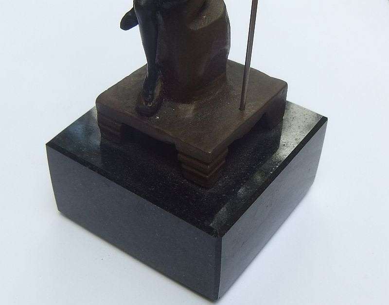 WOW !! A MAGNIFICENT SIGNED SOLID BRONZE STATUE OF A MYSTERIOUS FEMALE FIGURE HOLDING A TRIDENT !!