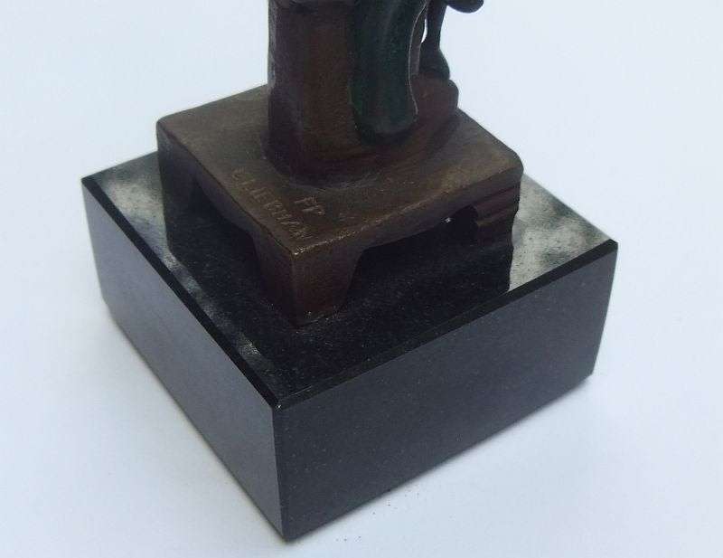 WOW !! A MAGNIFICENT SIGNED SOLID BRONZE STATUE OF A MYSTERIOUS FEMALE FIGURE HOLDING A TRIDENT !!