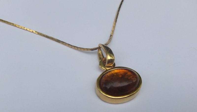FREE COMBINING - VINTAGE NECKLACE - PLATED , AMBER LOOK