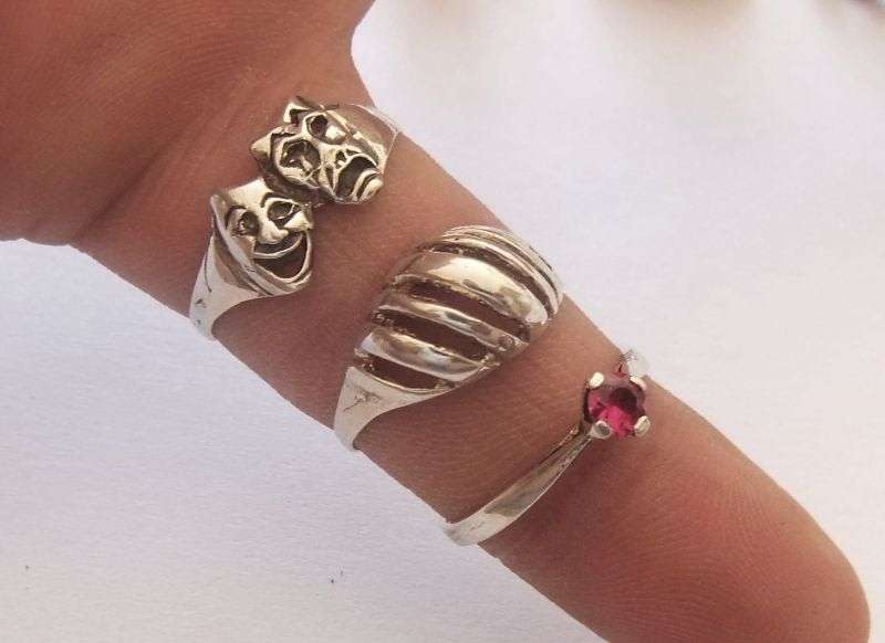 WOW !! STUNNING !! A COLLECTION OF 15 STERLING SILVER RINGS !! ALL DIFFERENT !! BID FOR THE LOT !!