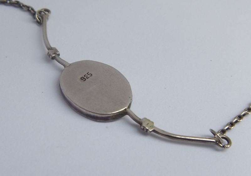 A FANTASTIC STERLING SILVER NECKLACE AND STERLING SILVER RING WITH INTERESTING INSETS ...TAKE A LOOK