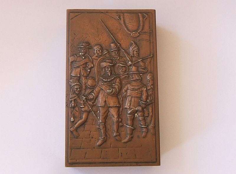 AN OLD COPPER "BIG" MATCHBOX HOLDER / COVER WITH DUTCH MOTIF