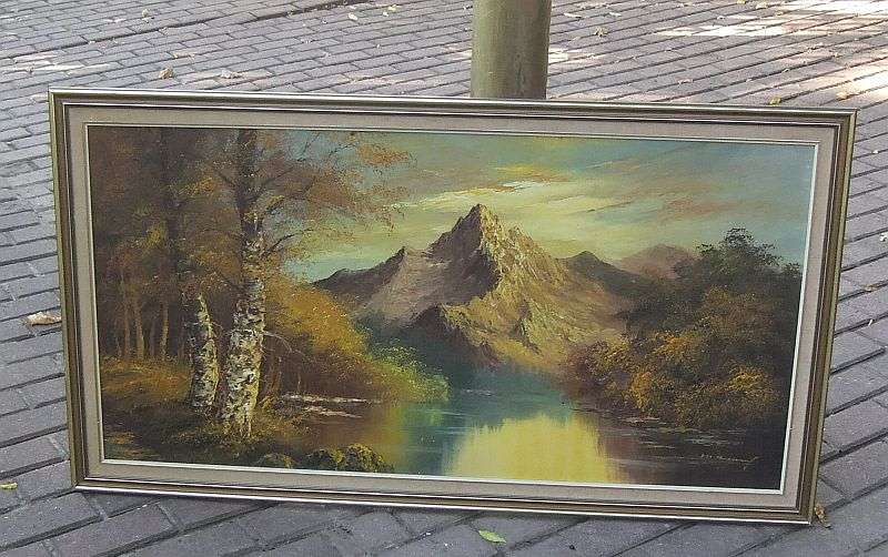 A MASSIVE ORIGINAL OIL ON BOARD PAINTING DEPICTING A MAJESTIC LANDSCAPE SIGNED BY THE ARTIST !!