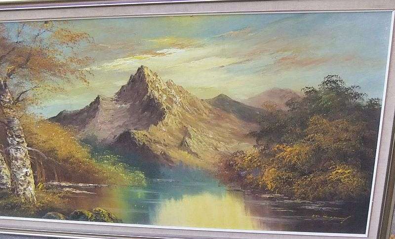 A MASSIVE ORIGINAL OIL ON BOARD PAINTING DEPICTING A MAJESTIC LANDSCAPE SIGNED BY THE ARTIST !!