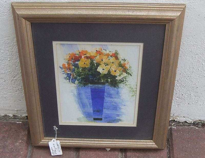 WOW !! A STUNNING ORIGINAL MIXED MEDIA FLORAL STILL LIFE PAINTING SIGNED BY KOBUS LE GRANGE !!