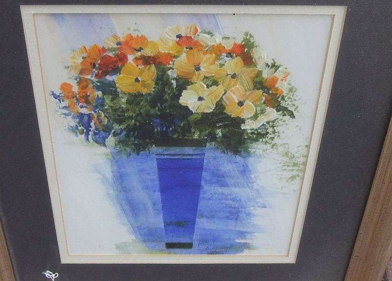 WOW !! A STUNNING ORIGINAL MIXED MEDIA FLORAL STILL LIFE PAINTING SIGNED BY KOBUS LE GRANGE !!
