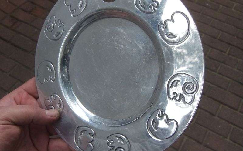 TWO EYE CATCHING METAL PLATES BY DESIGNER CARROL BOYES - BID FOR BOTH