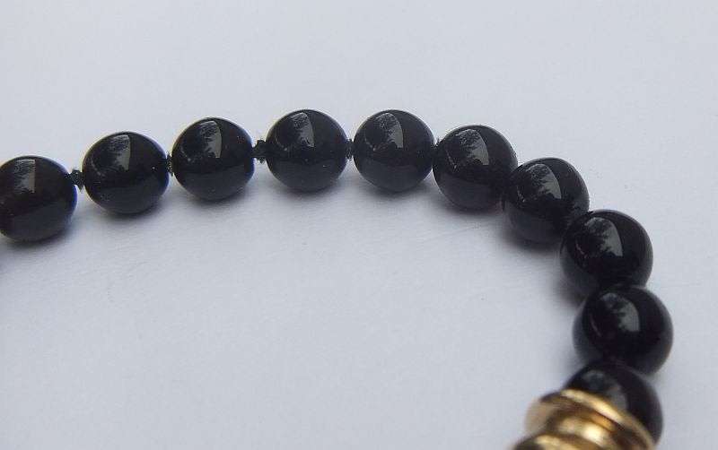 WOW !! A BEAUTIFUL VINTAGE ONYX BRACELET WITH GOLD PLATED SIGNORETTI CLASP !! QUALITY !!