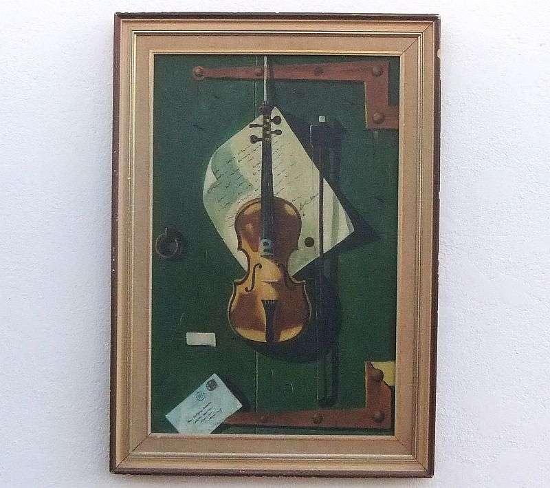 AN EYE CATCHING VINTAGE ORIGINAL OIL ON BOARD BY SA ARTIST HENDRIK COETZEE ...THE VIOLIN ...WOW !!