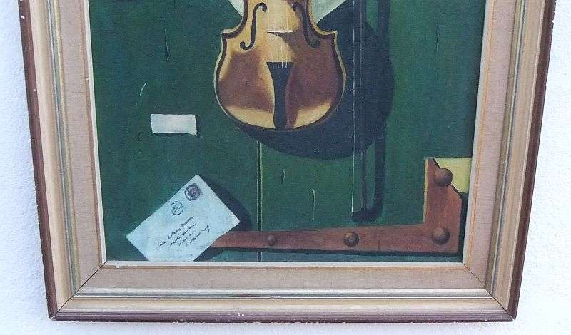 AN EYE CATCHING VINTAGE ORIGINAL OIL ON BOARD BY SA ARTIST HENDRIK COETZEE ...THE VIOLIN ...WOW !!