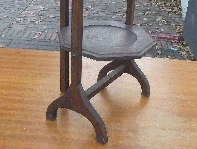 IS IT A BIRD ? IS IT A PLANE ? NO , ITS A RARE VICTORIAN 3 TIER OAK CAKE STAND...FOLD UP...CLASSY !!