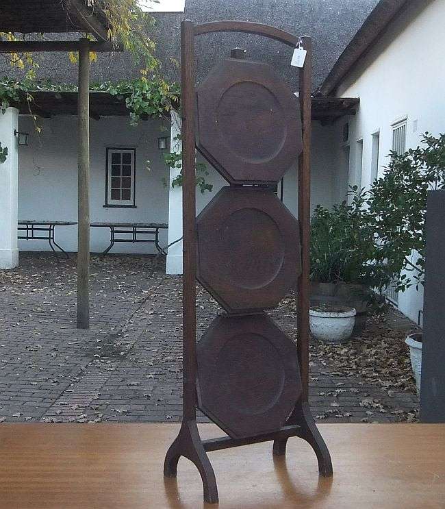 IS IT A BIRD ? IS IT A PLANE ? NO , ITS A RARE VICTORIAN 3 TIER OAK CAKE STAND...FOLD UP...CLASSY !!