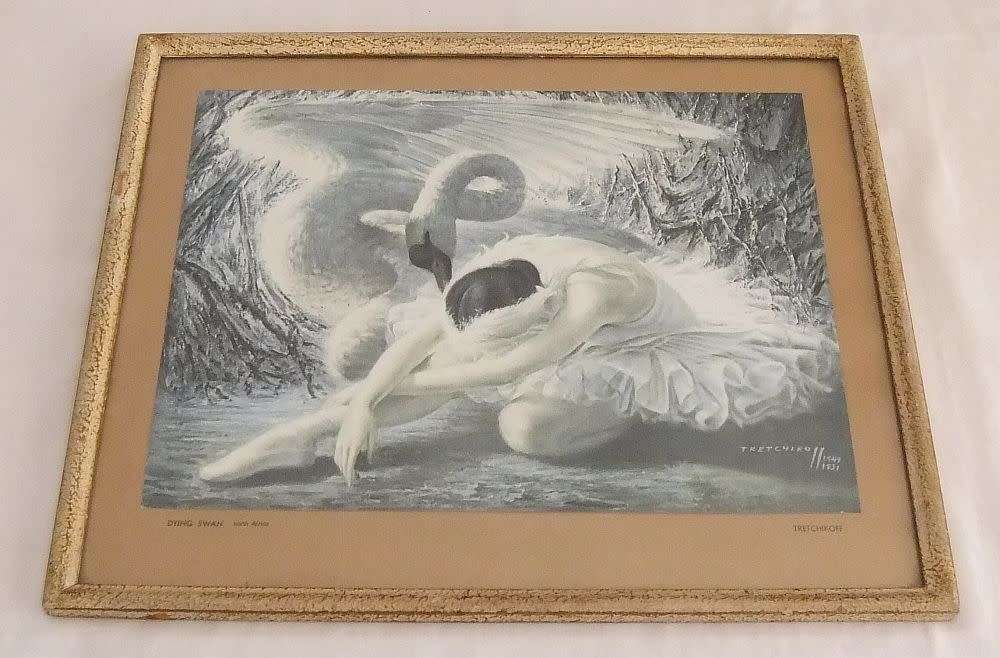 A vintage print by well known artist Vladimir Tretchikoff - The dying swan