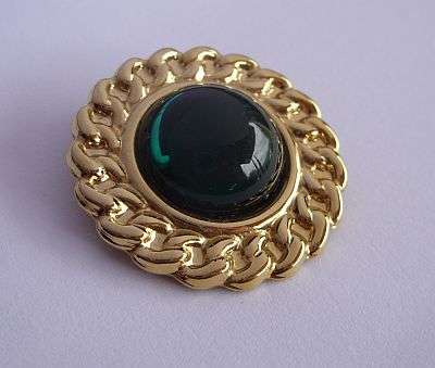 VINTAGE SCARF CLIP - GREEN CABOCHON DECORATION