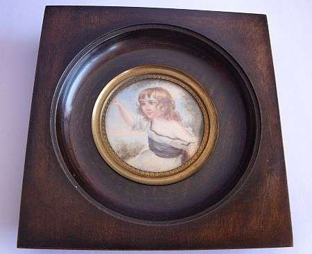 VINTAGE / ANTIQUE MINIATURE PORTRAIT OF A LITTLE LADY - SIGNED WITH ORIGINAL FRAMING