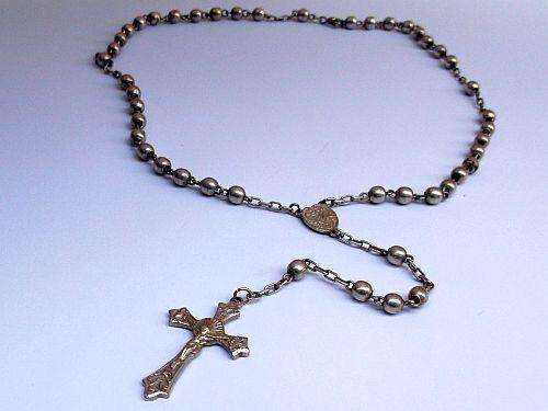 A RARE VINTAGE ALPACCA SILVER ROSARY ......MADE IN ROME ITALY ....WOW !!!!