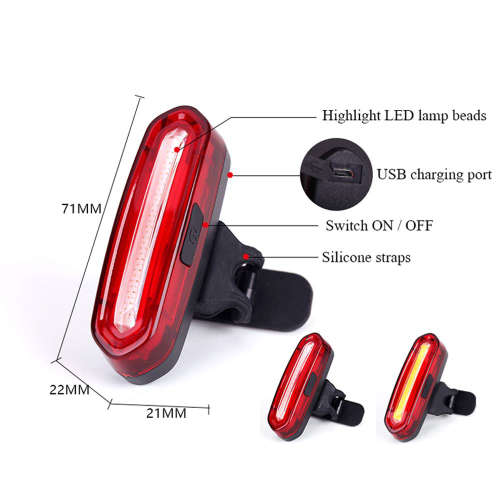 USB rechargeable rear bicycle light