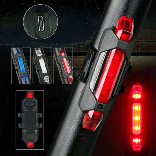 USB rechargeable rear bicycle light