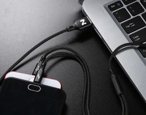Black NOHON 3-in-1 USB charging cable