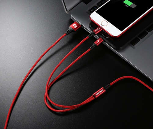 Red NOHON 3-in-1 USB charging cable