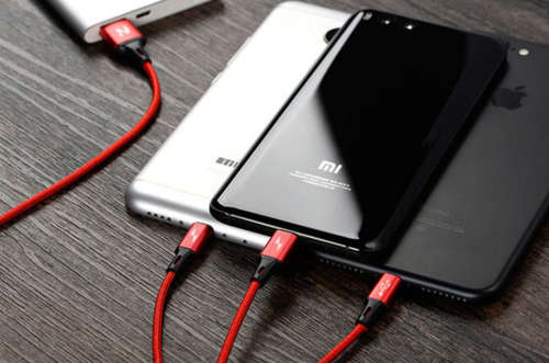 Red NOHON 3-in-1 USB charging cable