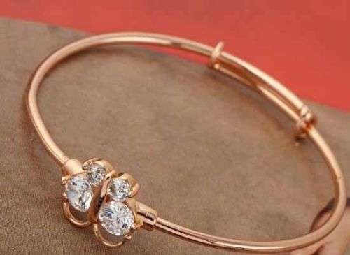 9K Rose GOLD Filled CZ Baby Toddler Butterfly Bangle