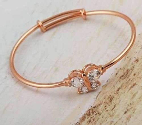 9K Rose GOLD Filled CZ Baby Toddler Butterfly Bangle