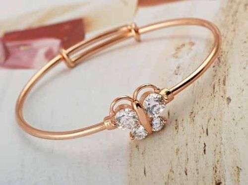 9K Rose GOLD Filled CZ Baby Toddler Butterfly Bangle