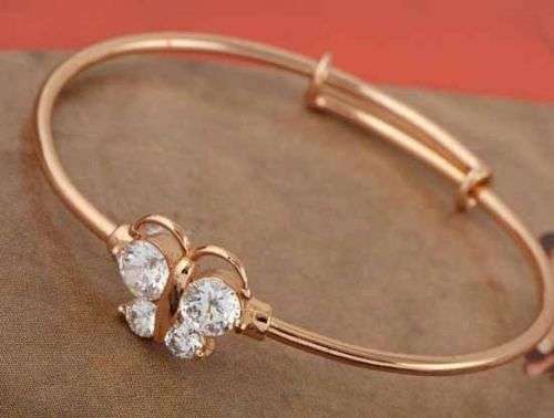 9K Rose GOLD Filled CZ Baby Toddler Butterfly Bangle